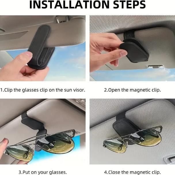 Leather Car Visor Sunglass Holder - Clip for Car