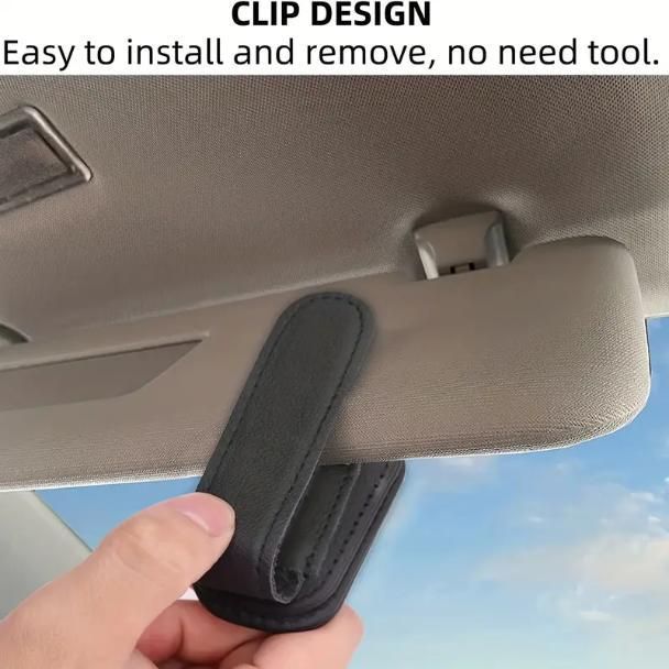 Leather Car Visor Sunglass Holder - Clip for Car